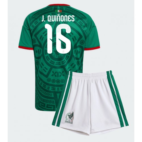 Stroje piłkarskie Meksyk Julian Quinones #16 Koszulka Podstawowej dla dzieci MŚ 2026 Krótki Rękaw (+ szorty)